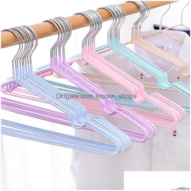 10pcs antiskid windproof clothes hangers iron thicken no trace clothing support racks durable clothes rack household hanger dh1207