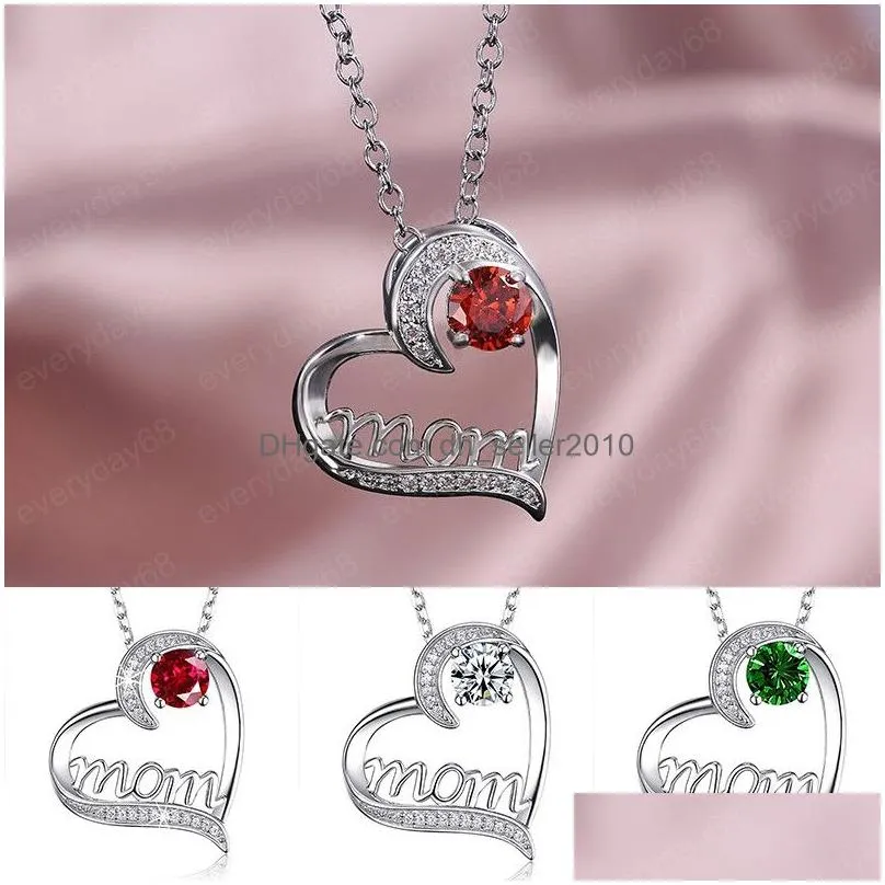 mothers day necklace fashion mom letter love crystal necklace charms pendant necklace best gift for mother jewelry accessories