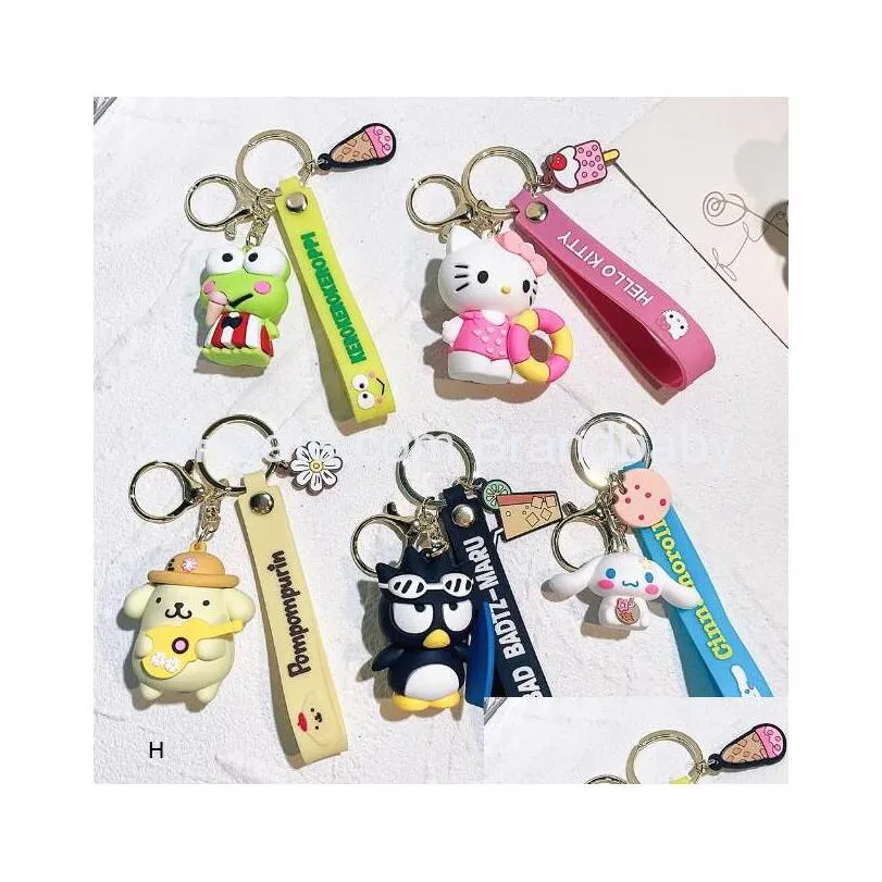 carton cute pvc keychains 3d car backpack dog key ring craft gift keychains wholesale