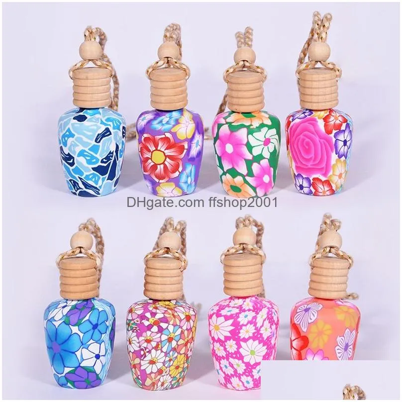 gift car perfume bottles pendant soft clay  oil diffuser ornaments air freshener pendant craft empty perfume bottle vtky2206