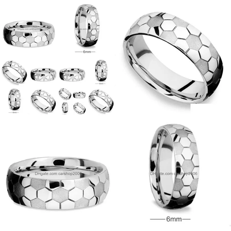 stainless steel ring sport football pattern band rings for wome men fashion jewelry