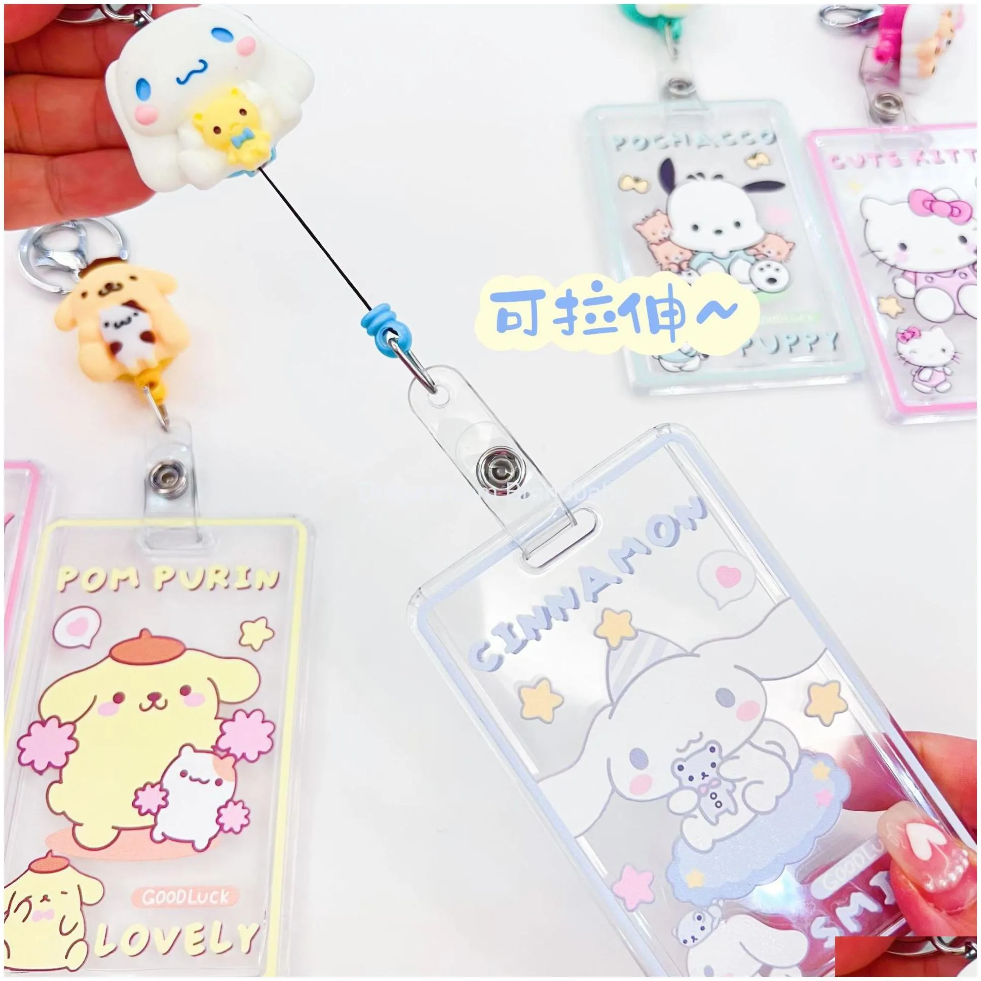 fashion cartoon kawaii styles character jewelry keychains school food card antilost key ring accessories