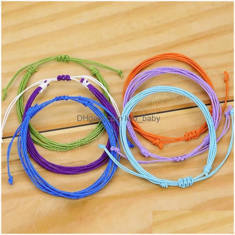  handmade woven braided rope charm bracelets for women girl solid color summer beach fashion jewelry