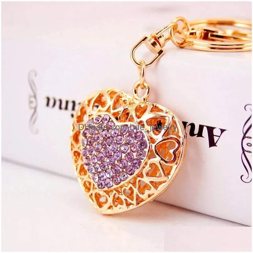 beautiful hollow out love heart key chains rings holder for car keyrings for chic lovers sweetheart pendant