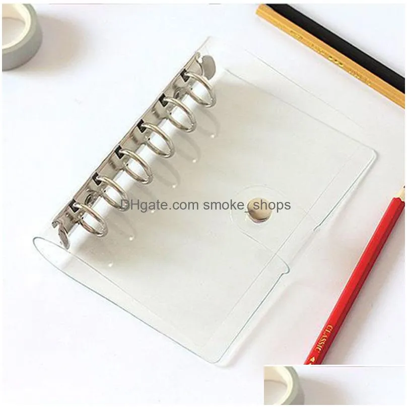  pvc looseleaf notebook shell 6hole transparent looseleaf notepad shell a5/a6/a7 hand ledger diary stationery cover vtky2298