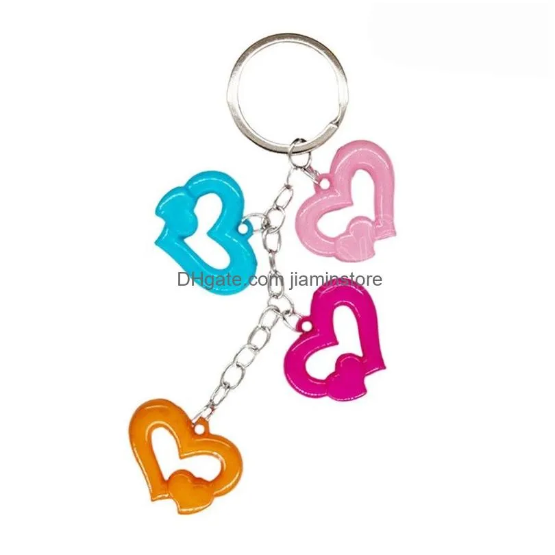 fashion hollowout heart keychain for women charm acrylic key chain lover car bag pendant keyring jewelry couple gifts accessory