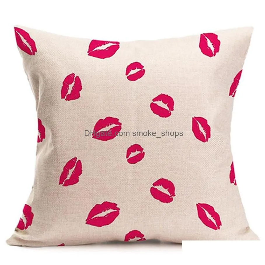 45x45cm coffee shop pillow cover home sofa pillow case couple singlesided printing pink sweet linen pillowcase customized design