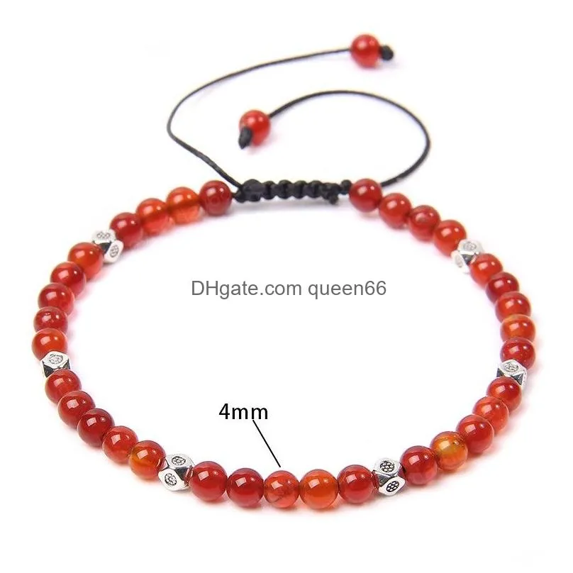 women men couple lover strands bracelet gifts jewelry 4mm beaded natural stone beads metal charm bracelets