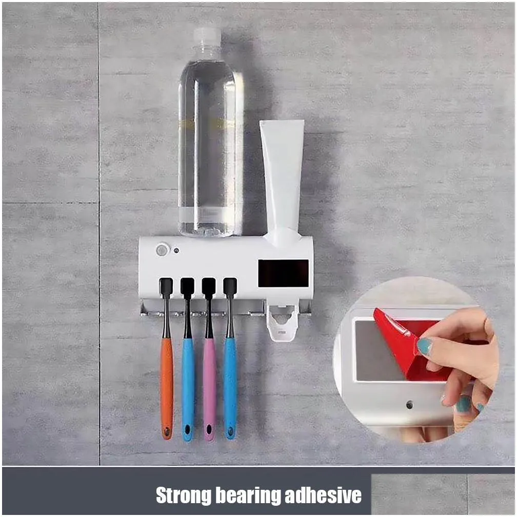 automatic toothpaste squeezer dispenser antibacteria ultraviolet toothbrush holder sterailizer bathroom accessories solar energy