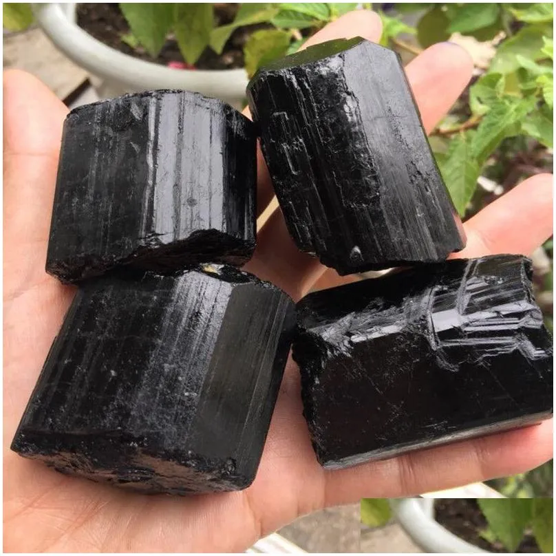 1pcs natural black tourmaline crystal gemstone collectibles rough rock mineral specimen healing stone home decor t200117