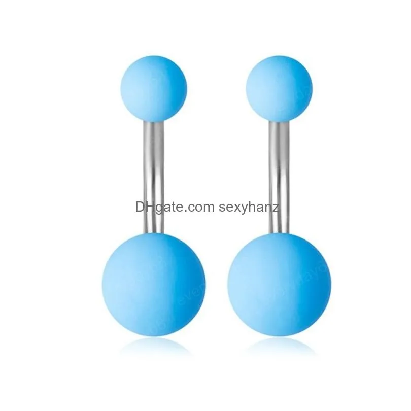 colorful acrylic ball belly button ring navel piercing stud stainless steel bar women sexy body jewelry