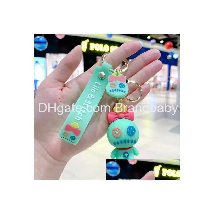 cute animation stitch jewelry keychain different design pvc key ring accessories