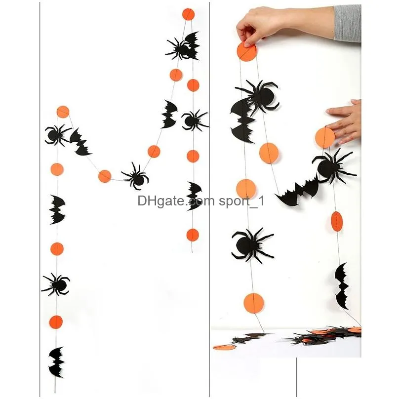 halloween party decoration banner pumpkin bat spider shape wall hanging paper garland home decoration halloween supplies dbc vt0552