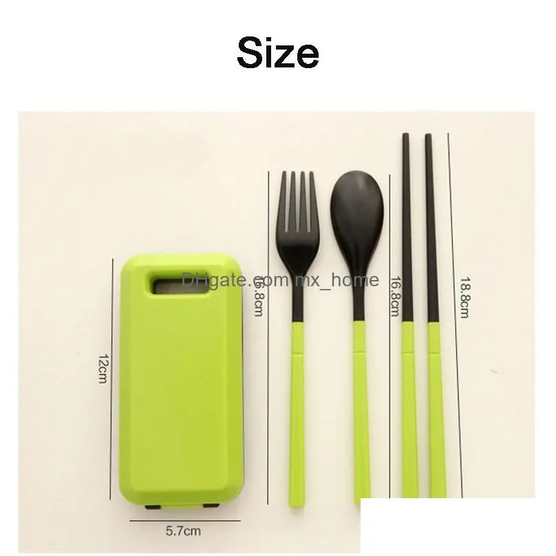creative travel cutlery set foldable portable spoon fork chopsticks sets pp wedding party cutlery threepiece gifts dh0720