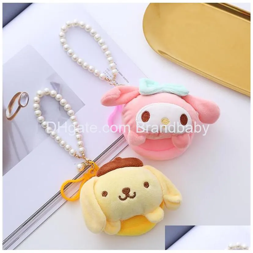 japan style plush dog wallet key chain jewelry with beads schoolbag ornament key ring kids gifts about 10cm