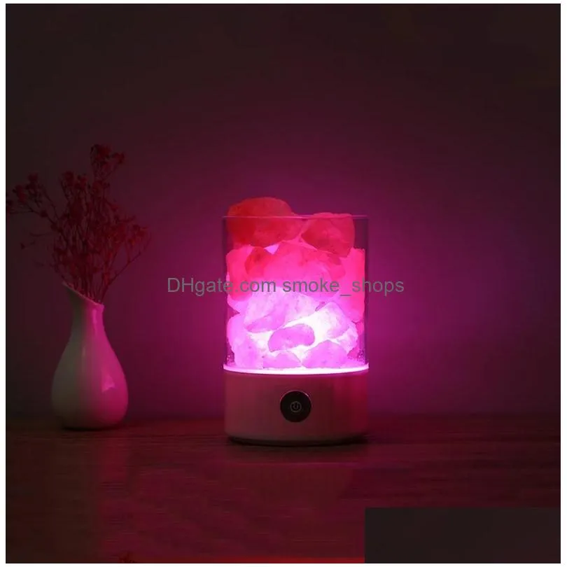 home decor led crystal salt light air purifier colorful lamp sleeping smart charge usb bedroom bedside lamps warm lava lights gift