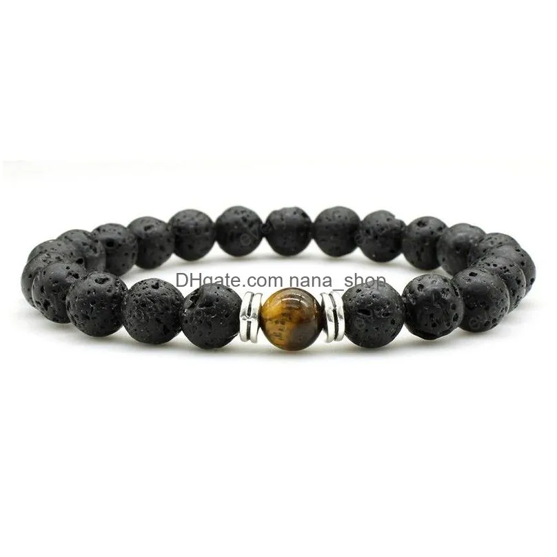 8mm oil diffuse lava rock bracelets agate tiger eye beads bracelets women men bracelets fashion jewelry