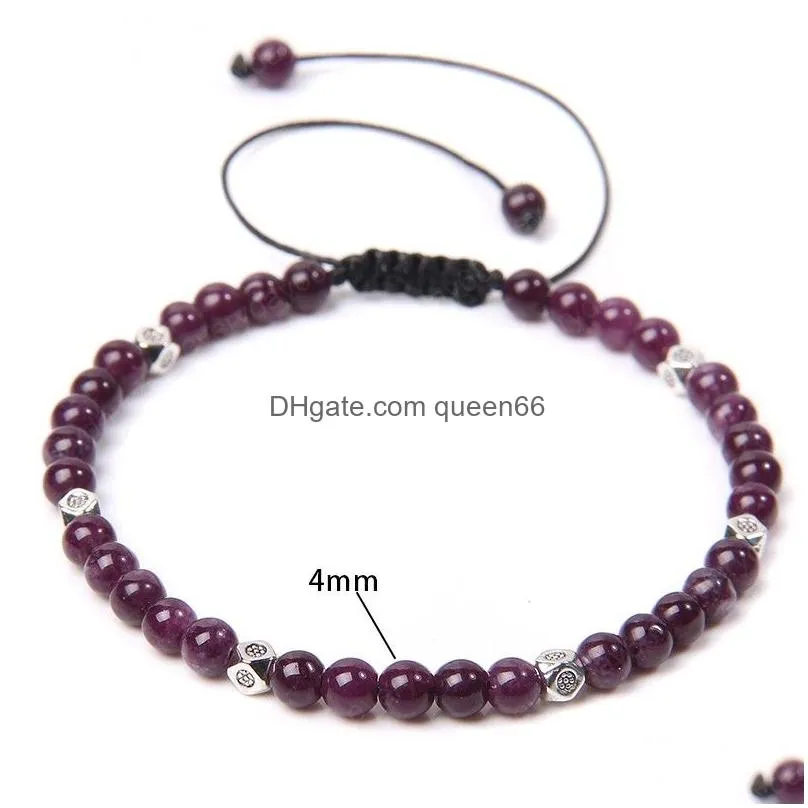 women men couple lover strands bracelet gifts jewelry 4mm beaded natural stone beads metal charm bracelets