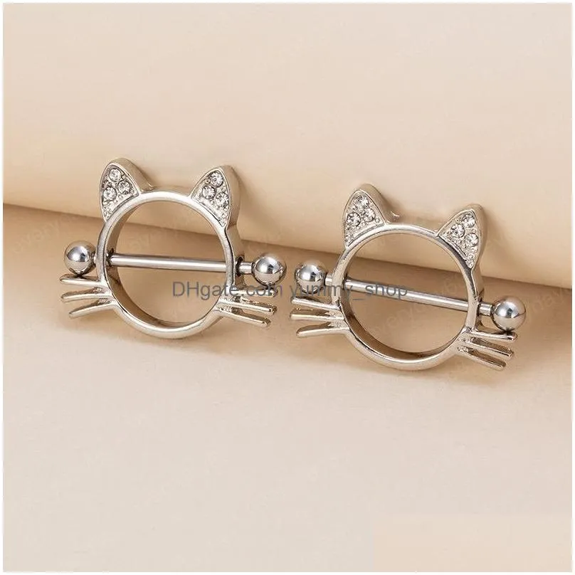 cat breast piercing jewelry stainless steel nipple rings bar shield cover barbell adult for women sexy piercings