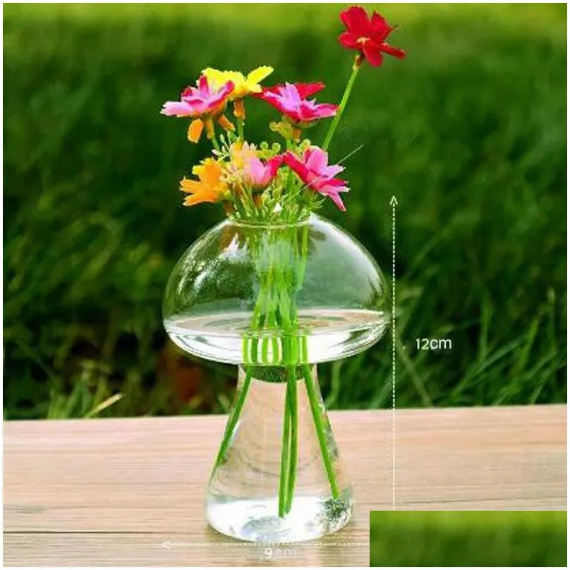mushroom shaped glass vase glass terrarium bottle container flower home table decor modern style ornaments 6piece