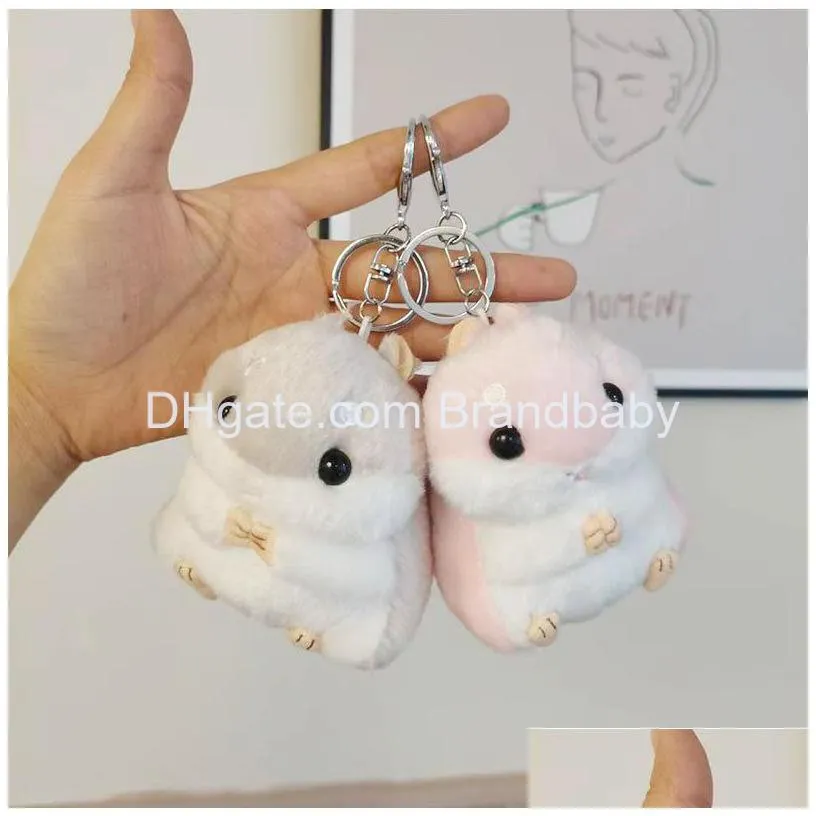 ins kawaii soft hamster plush keychains jewelry schoolbag backpack ornament key ring gifts about 10cm