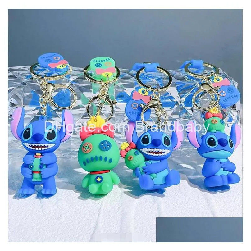 cute animation stitch jewelry keychain different design pvc key ring accessories