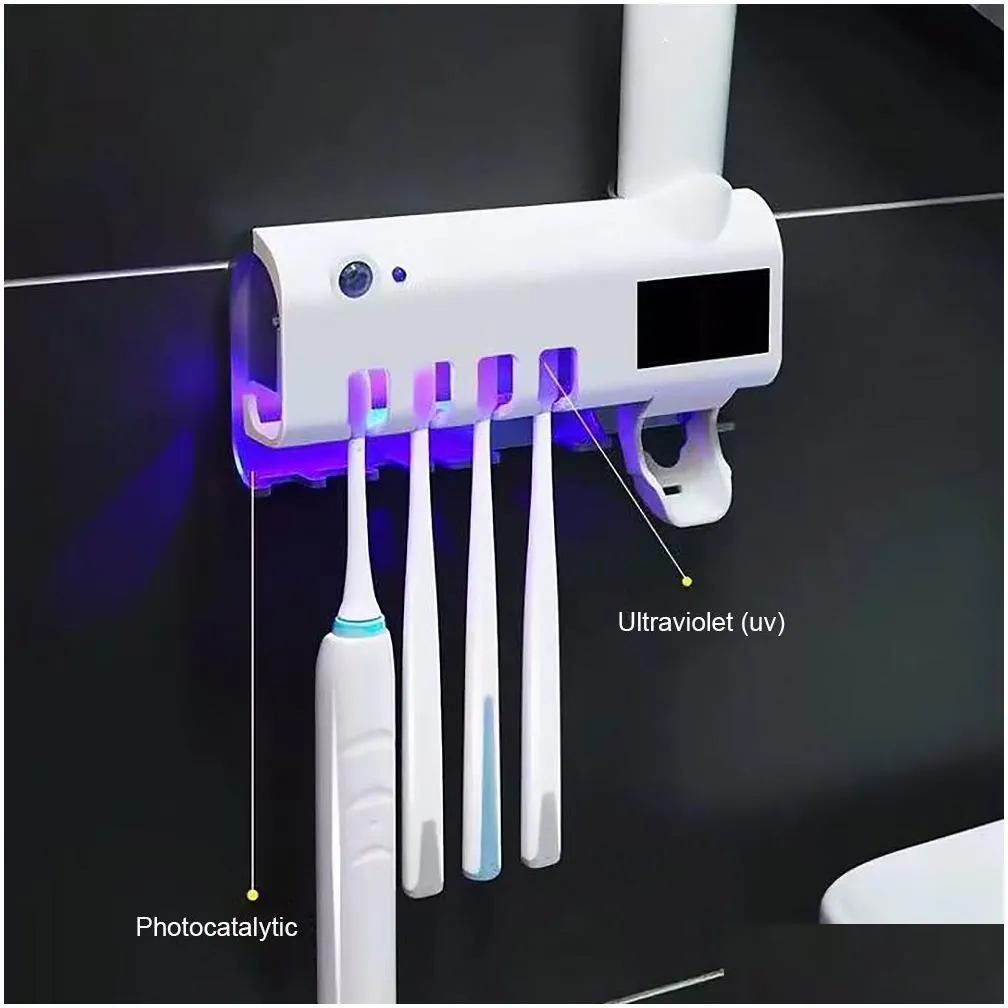 automatic toothpaste squeezer dispenser antibacteria ultraviolet toothbrush holder sterailizer bathroom accessories solar energy