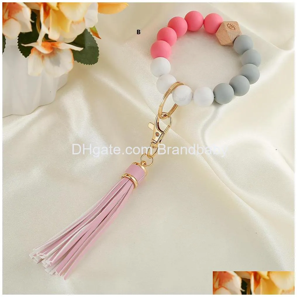 lady mother silicon beads and unique wooden bead design bracelet jewelry with tassel good quality bracelets charm birthday gifts 12