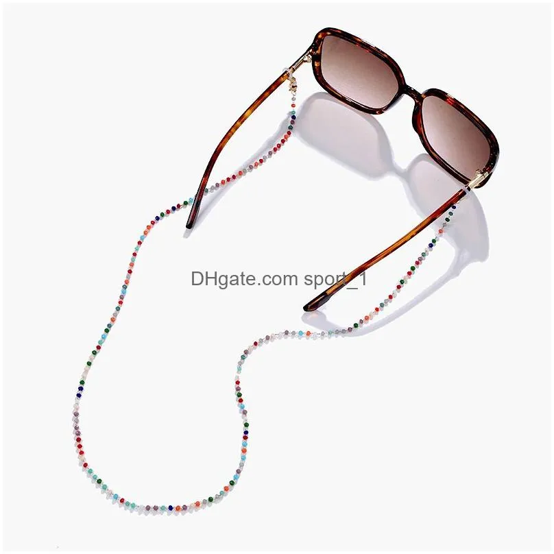 bohemian handmade colorful crystal beads chain glasses chain multiuse neck strap necklace