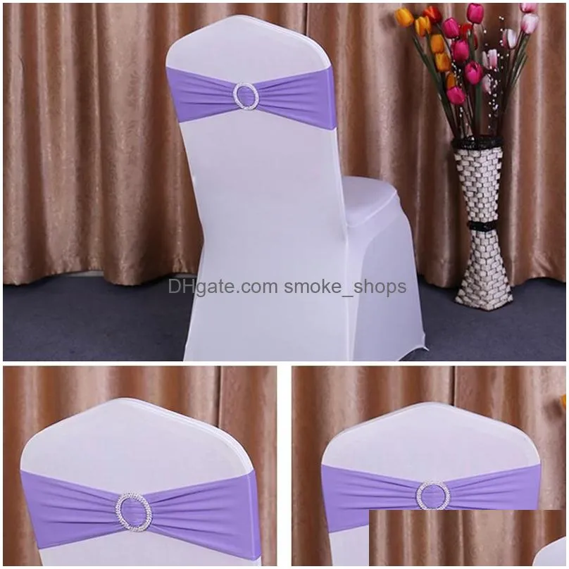 elastic wedding chair cover sash bands bow tie for wedding party birthday chair buckle sashes bowknot decoration colors available