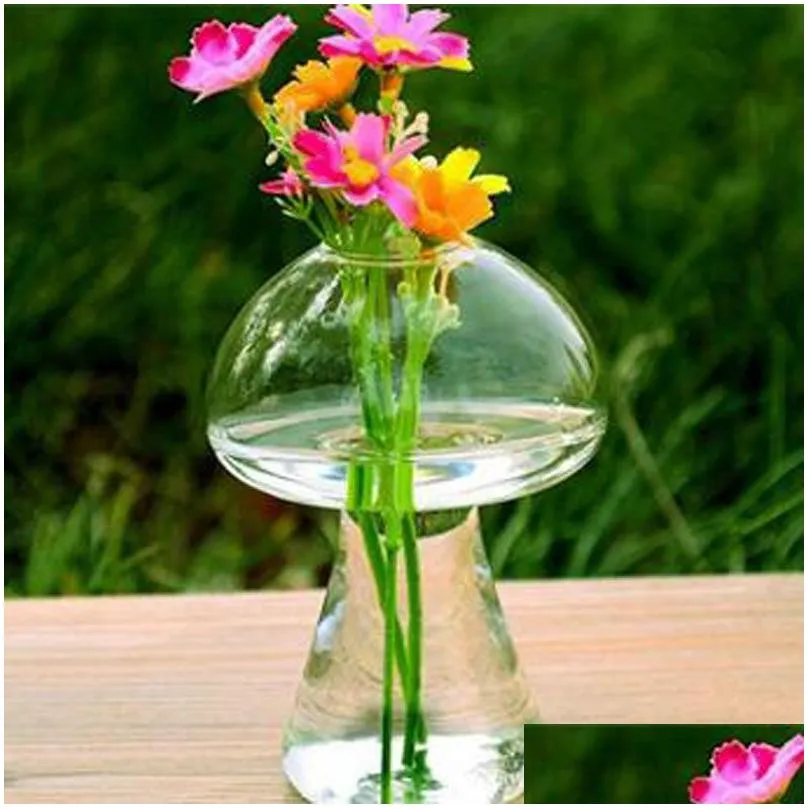 mushroom shaped glass vase glass terrarium bottle container flower home table decor modern style ornaments 6piece