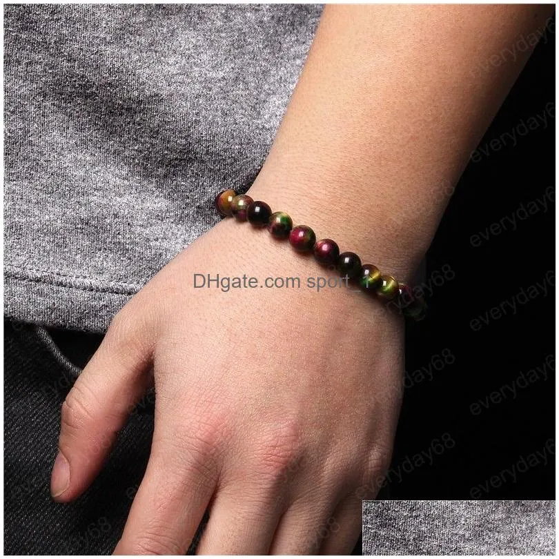 8mm fashion strands natural dream tiger eye stone beaded bracelet men women unisex elastic bracelets jewelry gifts pulsera hombre