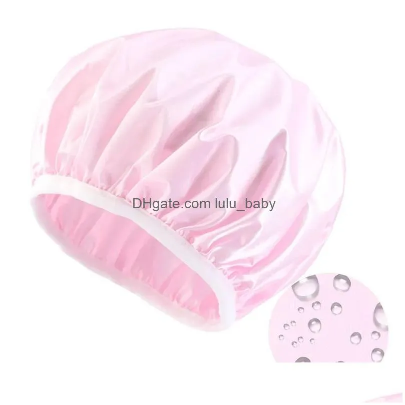 solid color waterproof satin bath hat beanie for women men elastic work caps hair care decor fashion accessories