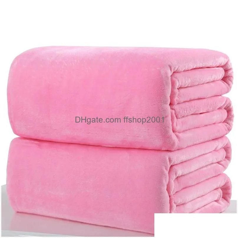 100x150cm warm flannel fleece blankets soft solid blankets solid bedspread plush winter summer throw blanket for bed sofa dh0426