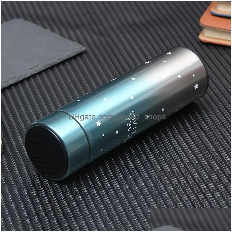 gradients temperature control vacuum cup stars pattern winter stainless steel smart thermos cups 500ml gift bottles customized