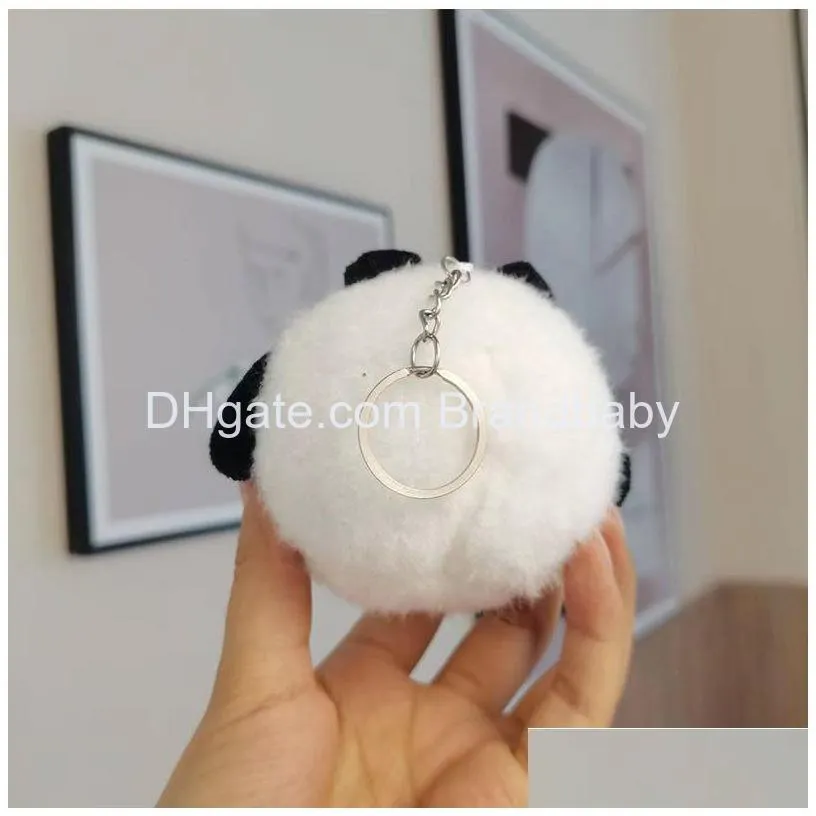 kawaii soft panda plush keychains jewelry schoolbag backpack ornament key ring gifts about 10cm