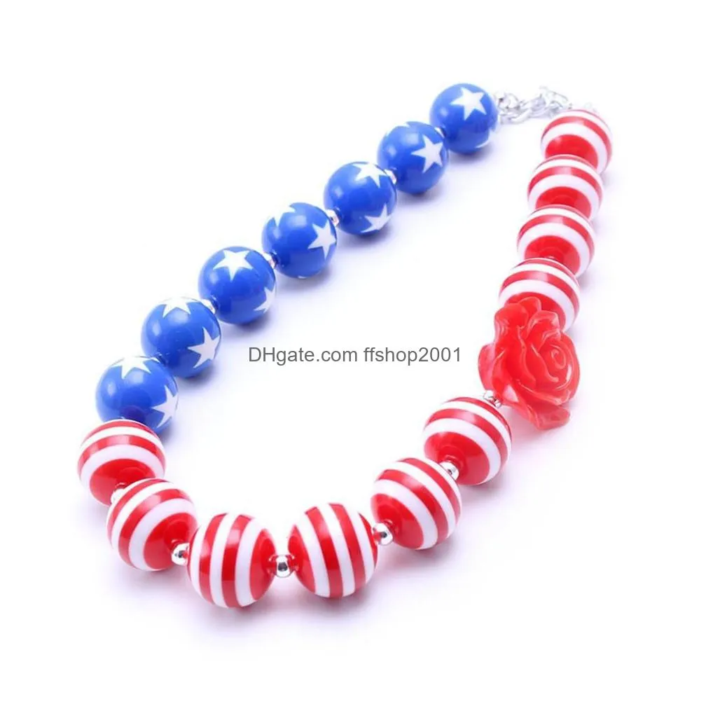  est design 4th july necklace birthday party gift for toddlers girls beaded bubblegum baby kids chunky necklace jewelry