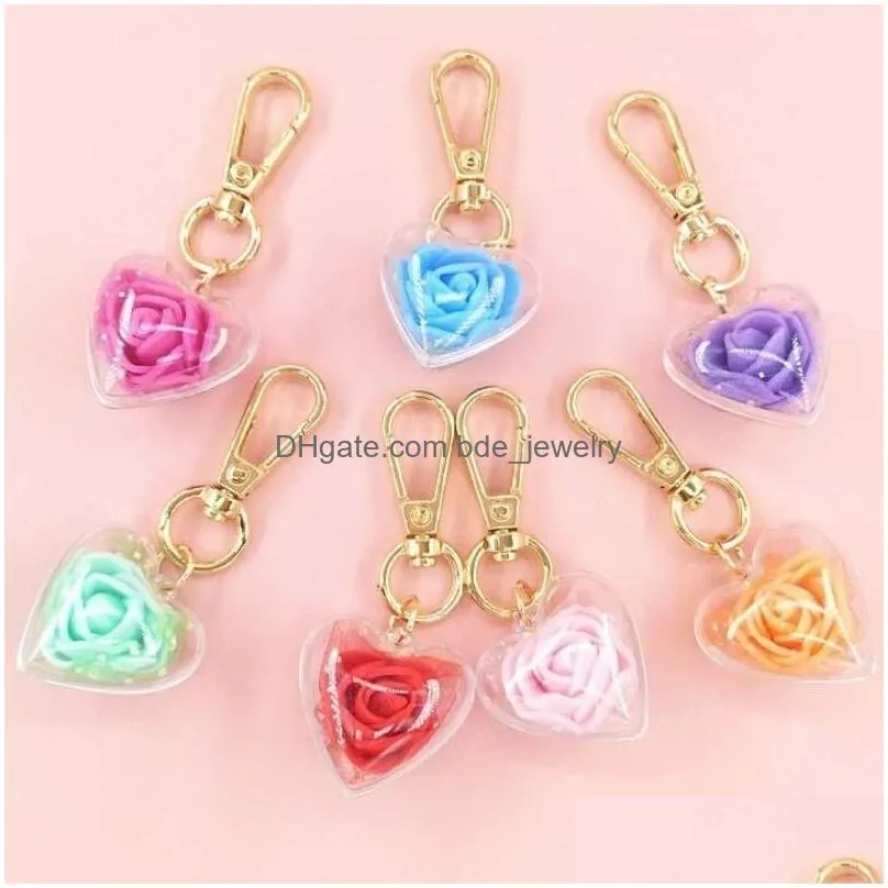 forever rose preserved keychain eternal present romantic pendant valentines day wedding gift heart shape hanging key ring