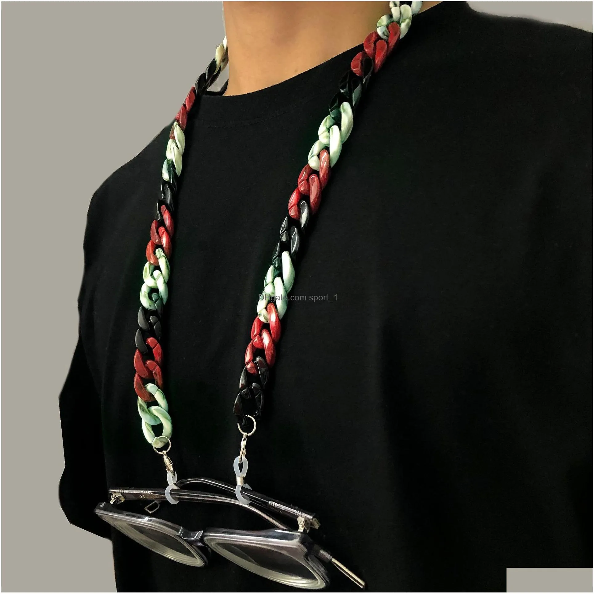 simple casual multicolor acrylic chain fashion women sunglasses chains lanyard neck strap