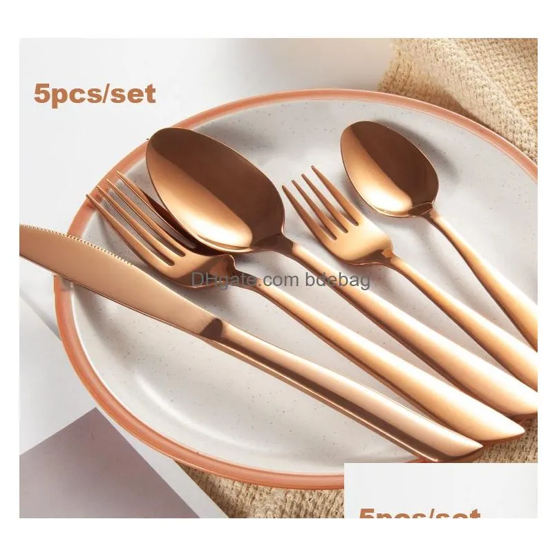 5pcs/set flatware set multipurpose use for home kitchen or restaurant stainless steel flatware set dinner knives/spoons/forks vt1527