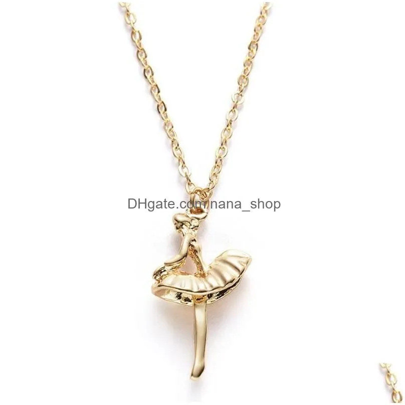 happy birthday ballerina pendant necklace dance girl clavicle chain necklace for women girl jewelry accessories gifts