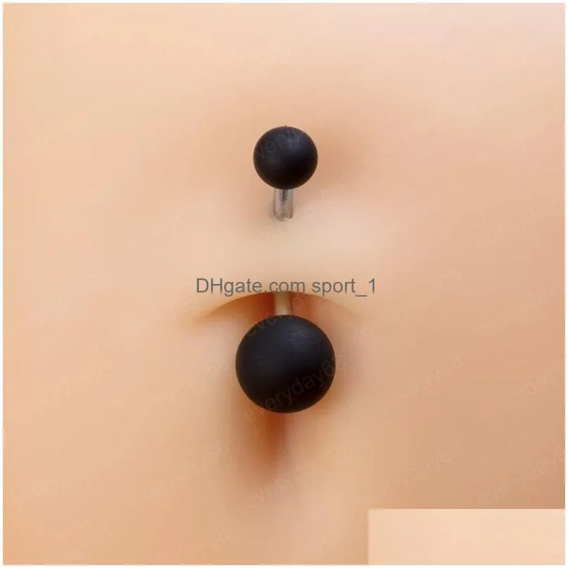 black white acrylic ball belly button ring navel piercing stud stainless steel bar women sexy body jewelry