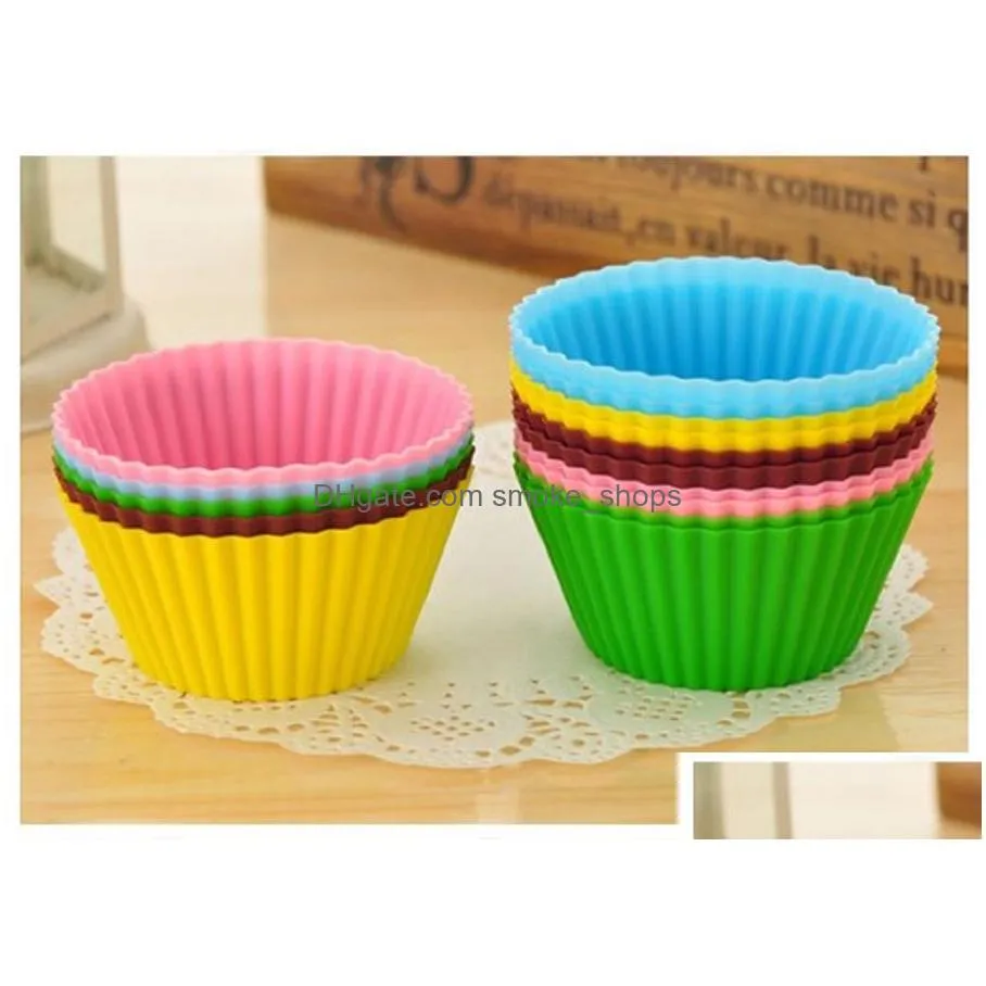 bakeware maker mold 6 color silicone muffin cake cupcake mould case tray baking cup jumbo mould dh0158