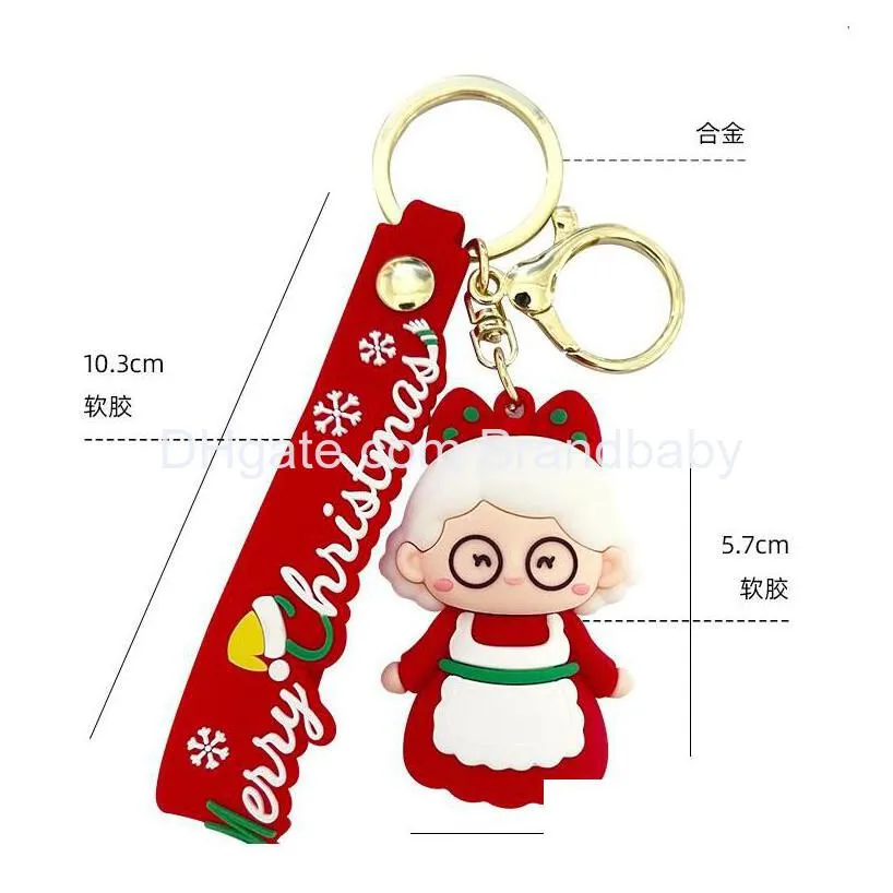 creative christmas santa claus pvc pendant jewelry key chain backpack ornament car key ring gifts about 50g