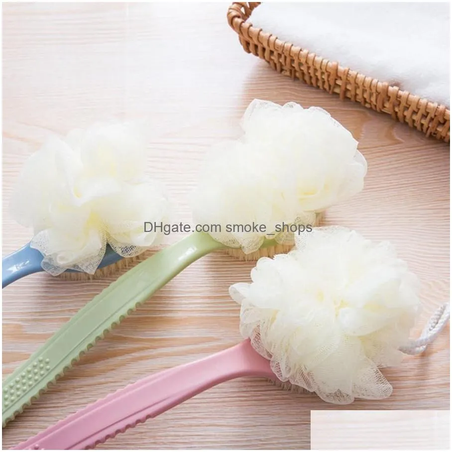 skin massage back rubbing brush bathroom accessories 2 in 1 long handle bath brush bath flower shower back cleaning bath flower dh0777