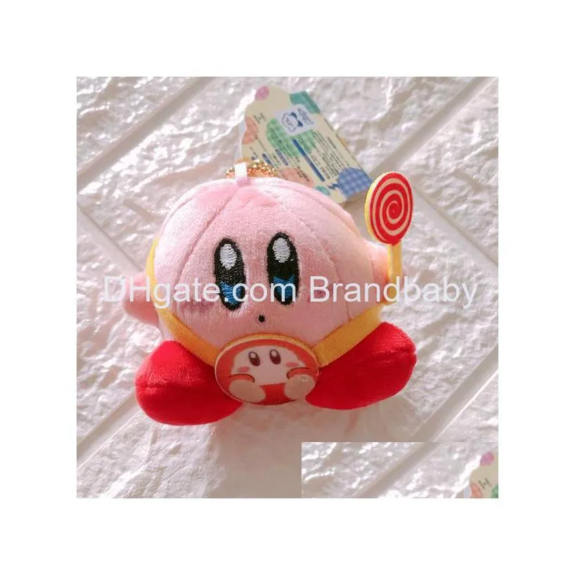 pink kirby plush keychains jewelry schoolbag backpack ornament kids gifts about 8cm