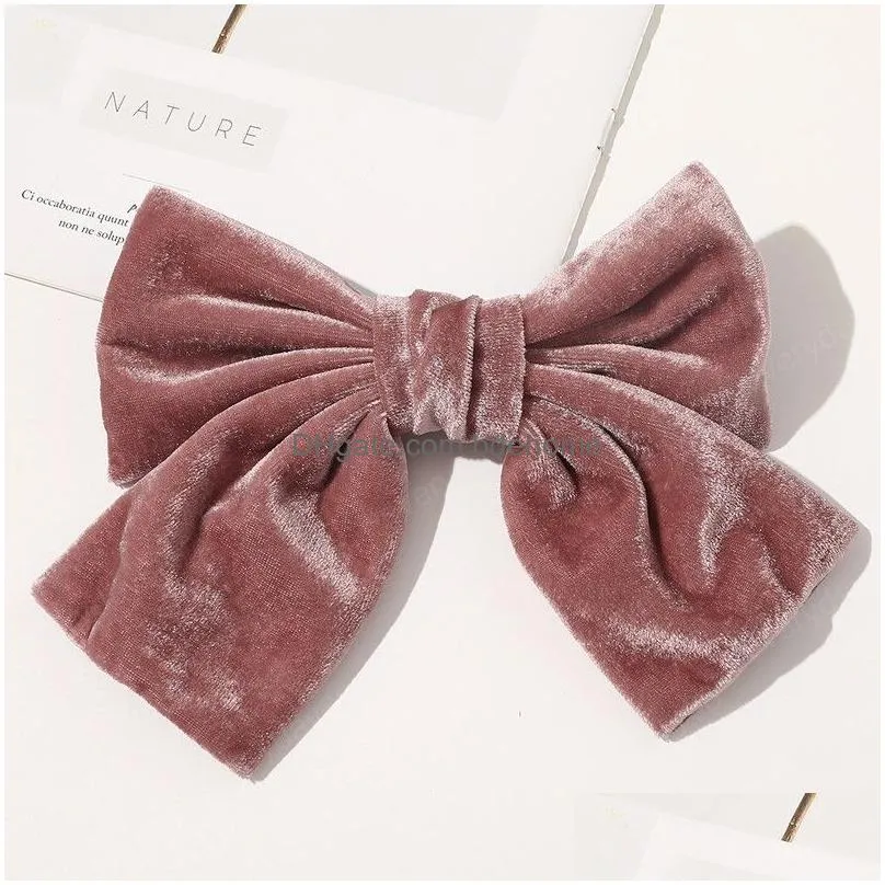 velvet big bow barrette girls women hair clips headwear chiffon hair accessories