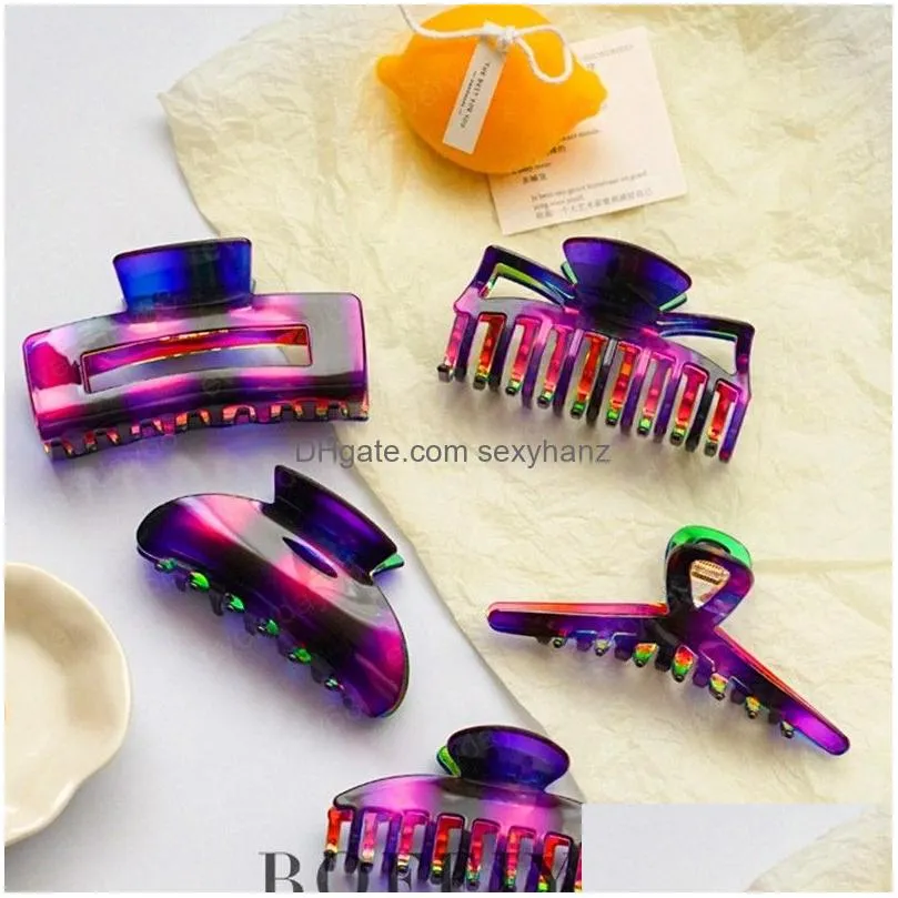 purple symphony transparent hair clips claws clamps butterfly square hairpins for women hair accessories headwear