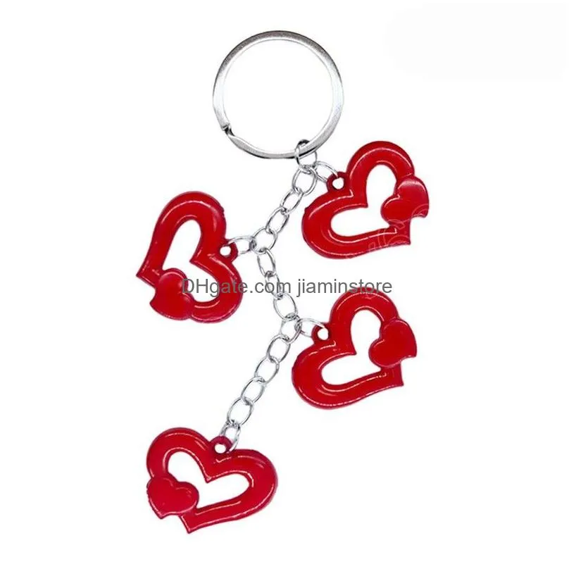 fashion hollowout heart keychain for women charm acrylic key chain lover car bag pendant keyring jewelry couple gifts accessory