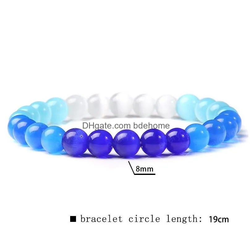 candy color women men strand beads bracelet colorful natural opal stone crystal chakra stretch bracelets bangles friend